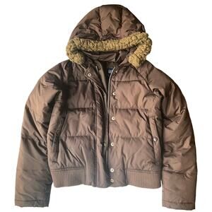 GAP Women’s Hoodie Puffer Jacket size S, Solid Brown